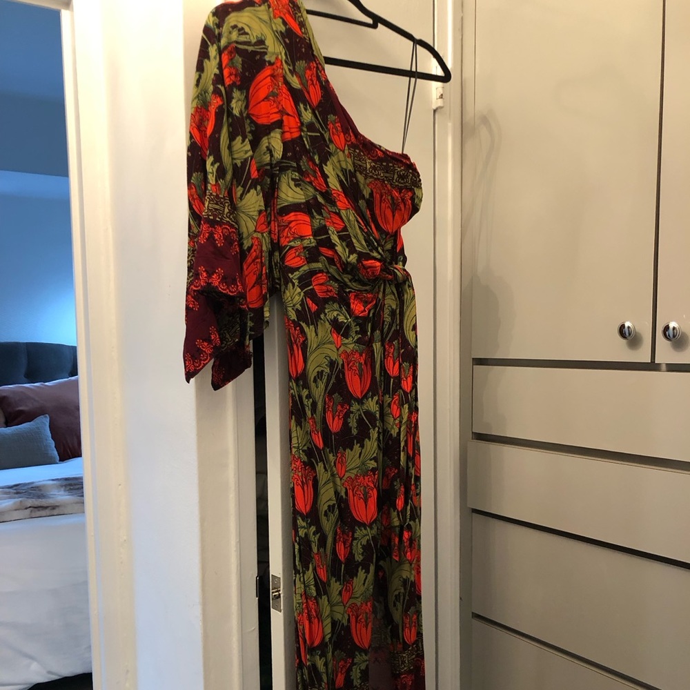 Free People Pardon My French Flora Tulip One Shoulder Maxi Dress Size XS